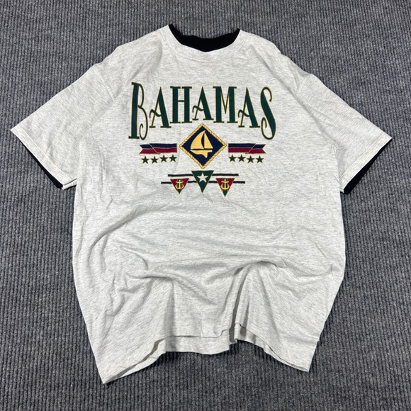 Oneita Other - Vintage Oneita Shirt Men's L Bahamas Graphic Vacation 90s Gray Made in USA L